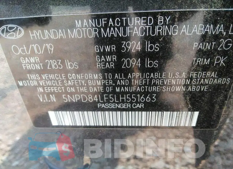 5NPD84LF5LH551663 Photo# 9