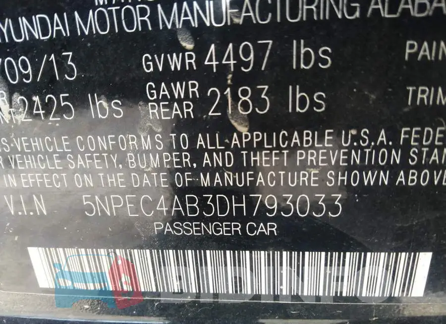 5NPEC4AB3DH793033 Photo# 9