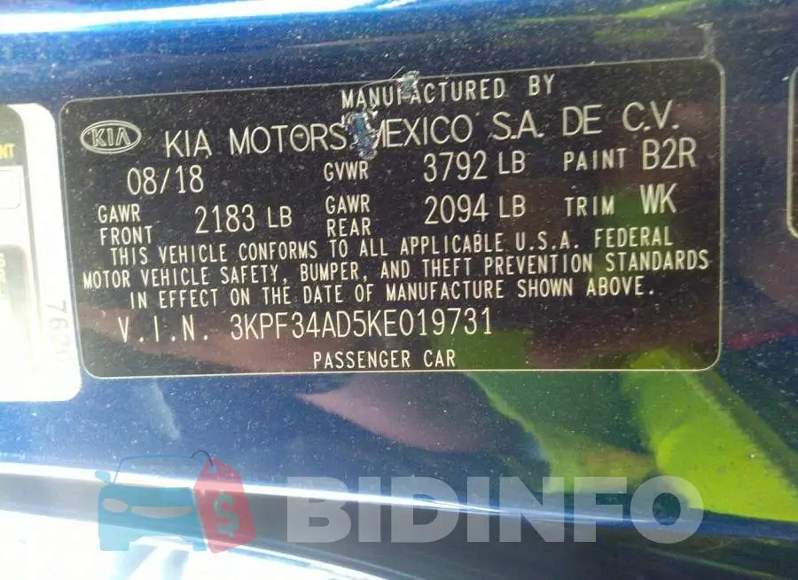 3KPF34AD5KE019731 Photo# 9