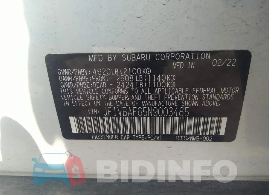 JF1VBAF65N9003485 Photo# 9