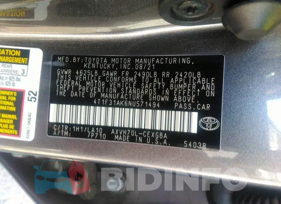 4T1F31AK6NU571494 Photo# 9