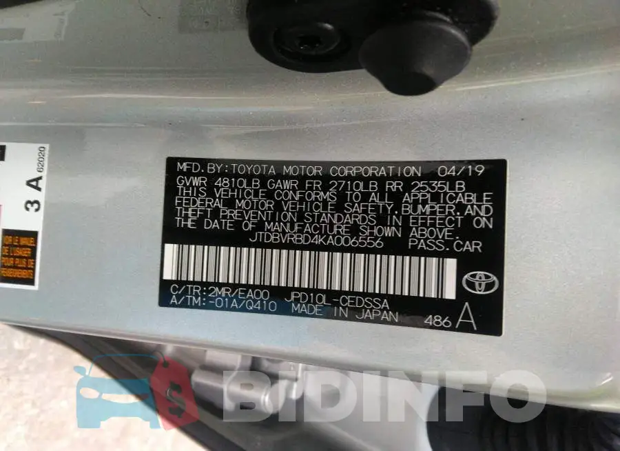 JTDBVRBD4KA006556 Photo# 9