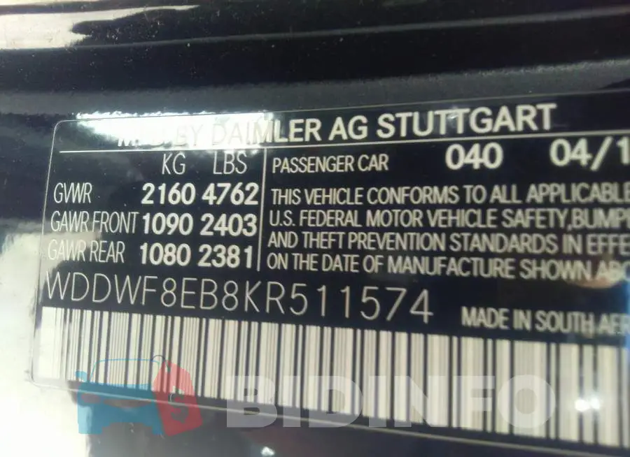 WDDWF8EB8KR511574 Photo# 9