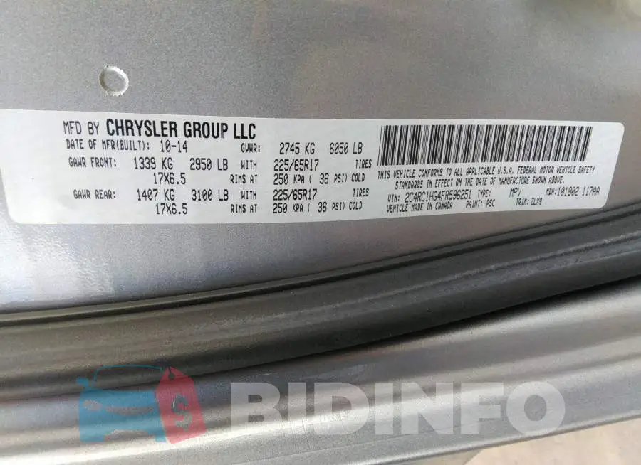 2C4RC1HG4FR596251 Photo# 9