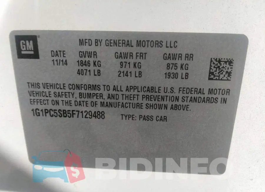 1G1PC5SB5F7129488 Photo# 9