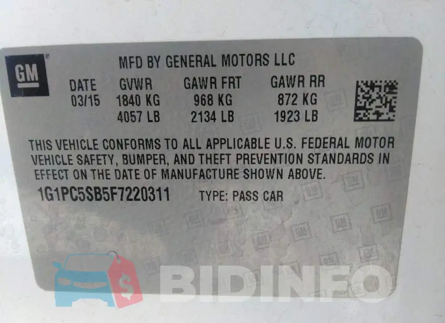 1G1PC5SB5F7220311 Photo# 9