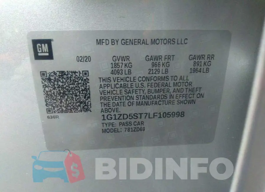 1G1ZD5ST7LF105998 Photo# 9