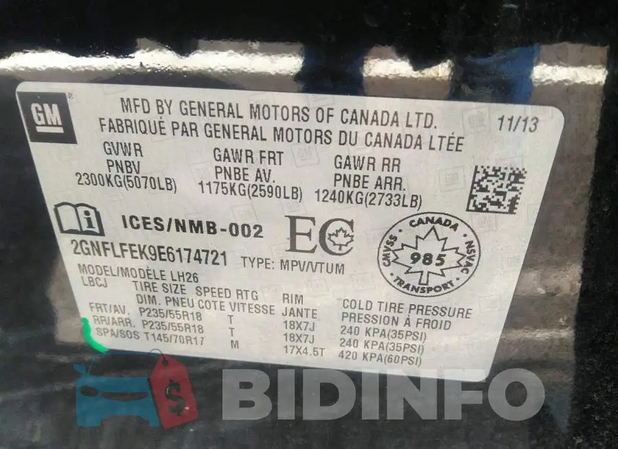 2GNFLFEK9E6174721 Photo# 9