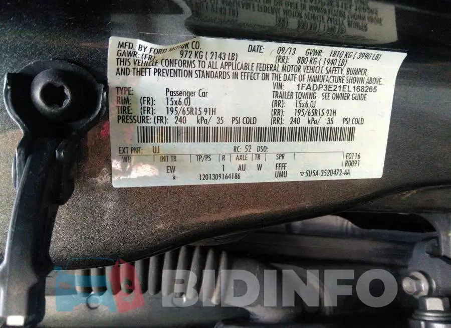 1FADP3E21EL168265 Photo# 9