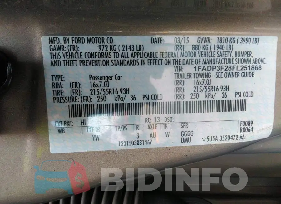 1FADP3F28FL251868 Photo# 9