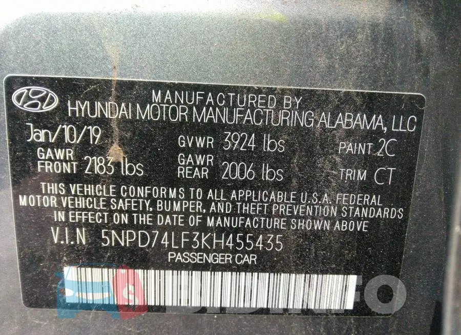 5NPD74LF3KH455435 Photo# 9
