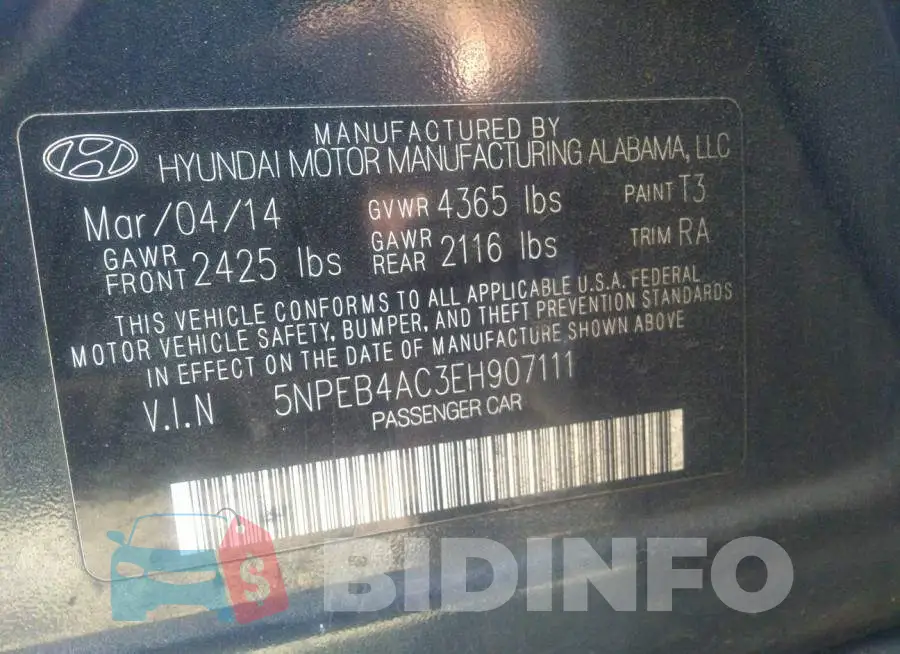 5NPEB4AC3EH907111 Photo# 9