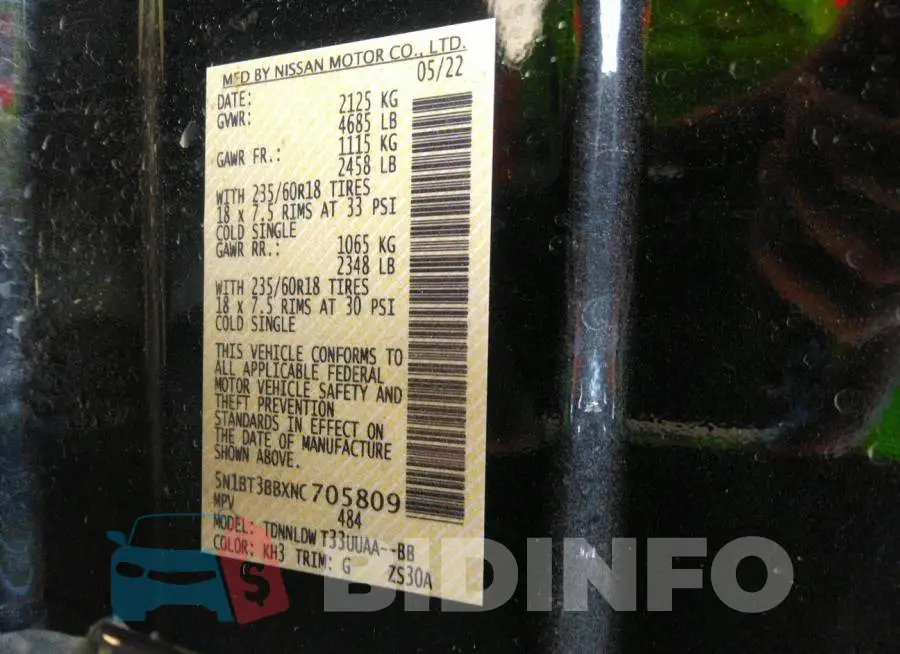 5N1BT3BBXNC705809 Photo# 9