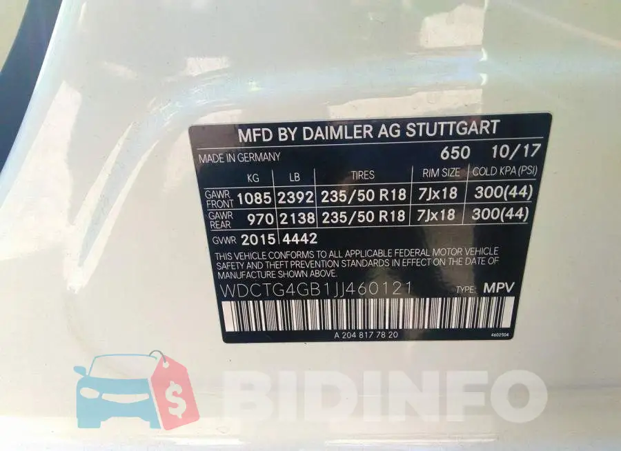 WDCTG4GB1JJ460121 Photo# 9