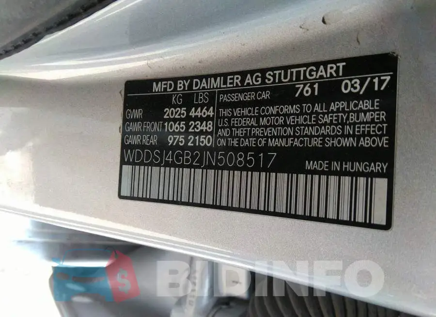 WDDSJ4GB2JN508517 Photo# 9