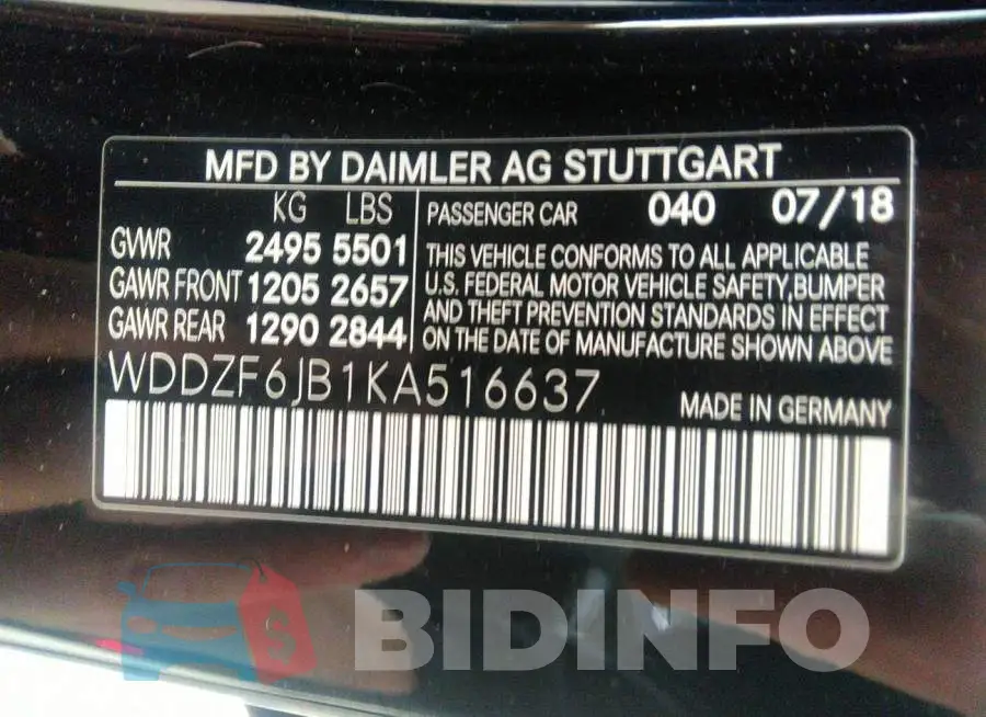 WDDZF6JB1KA516637 Photo# 9