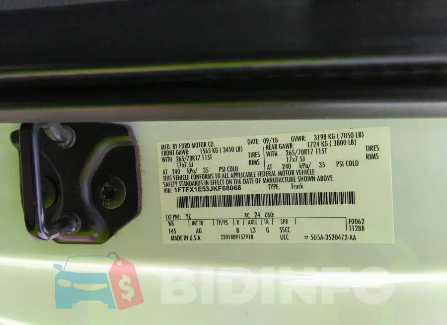 1FTFX1E53JKF68068 Photo# 9