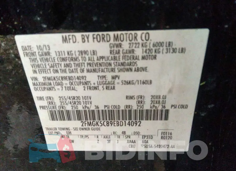 2FMGK5C89EBD14092 Photo# 9