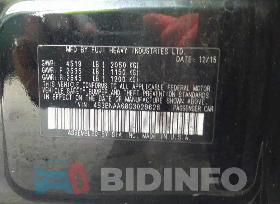 4S3BNAA68G3029628 Photo# 9