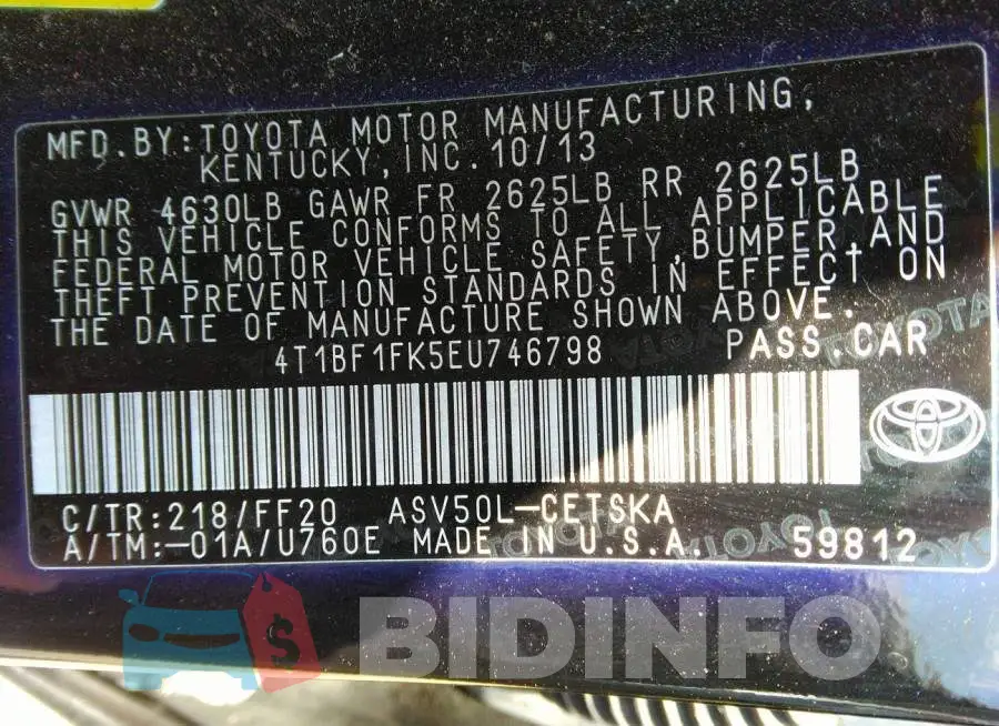 4T1BF1FK5EU746798 Photo# 9