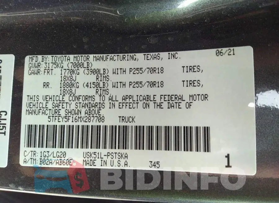5TFEY5F16MX287708 Photo# 9