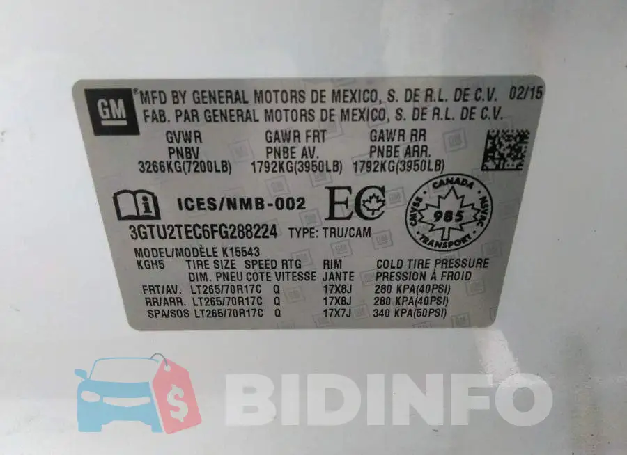 3GTU2TEC6FG288224 Photo# 9