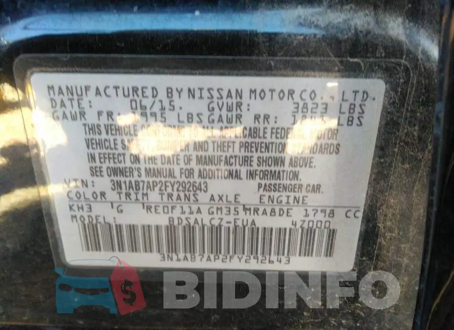 3N1AB7AP2FY292643 Photo# 9