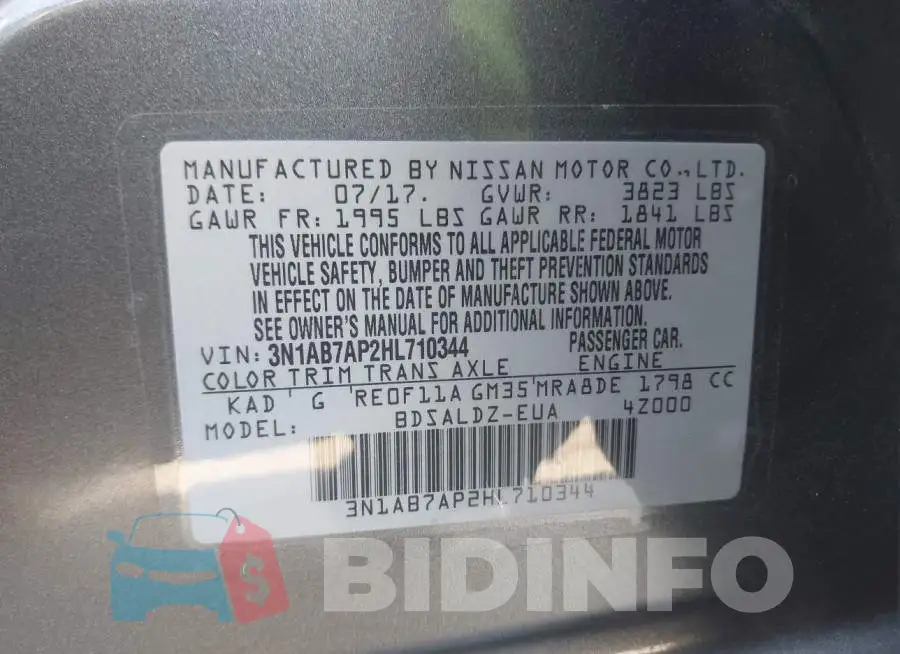 3N1AB7AP2HL710344 Photo# 9