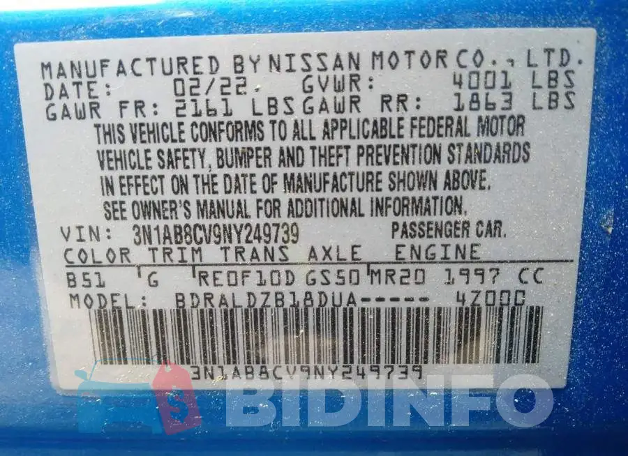 3N1AB8CV9NY249739 Photo# 9