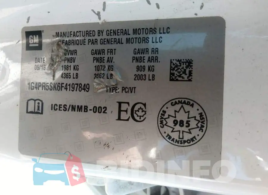 1G4PR5SK6F4197849 Photo# 9