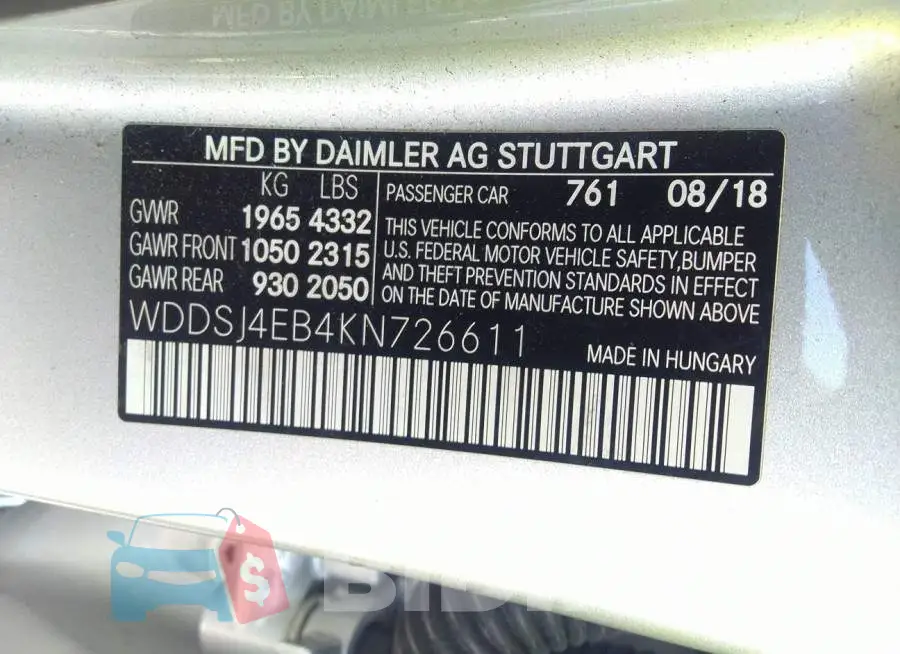 WDDSJ4EB4KN726611 Photo# 9