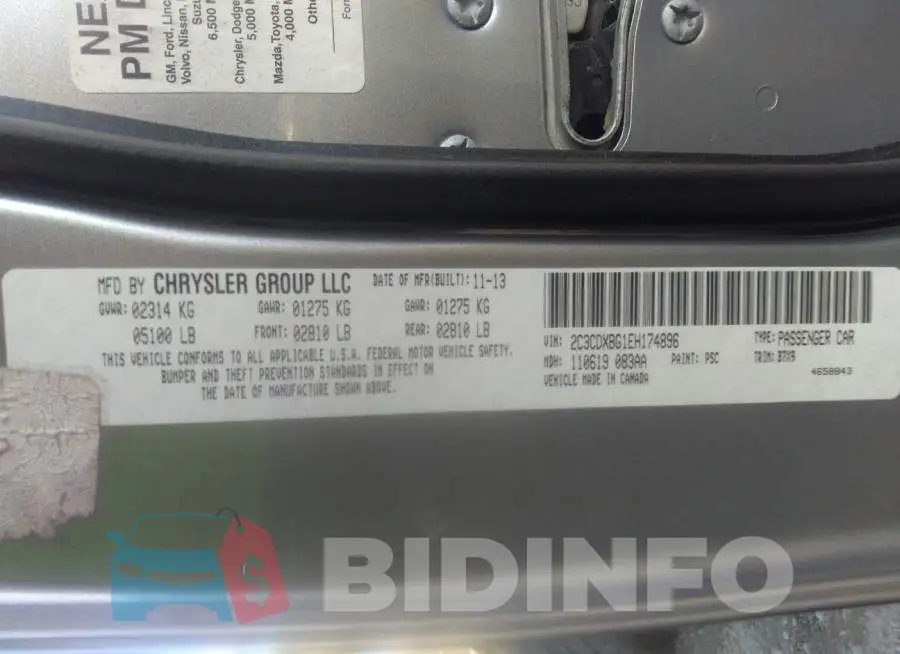 2C3CDXBG1EH174896 Photo# 9