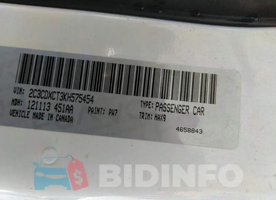 2C3CDXCT3KH575454 Photo# 9
