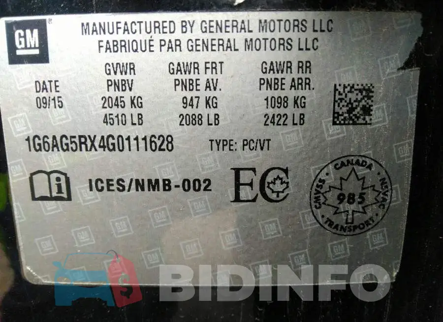 1G6AG5RX4G0111628 Photo# 9