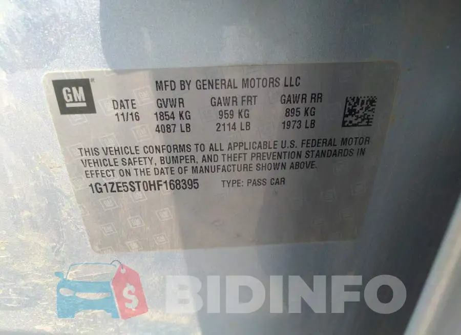1G1ZE5ST0HF168395 Photo# 9