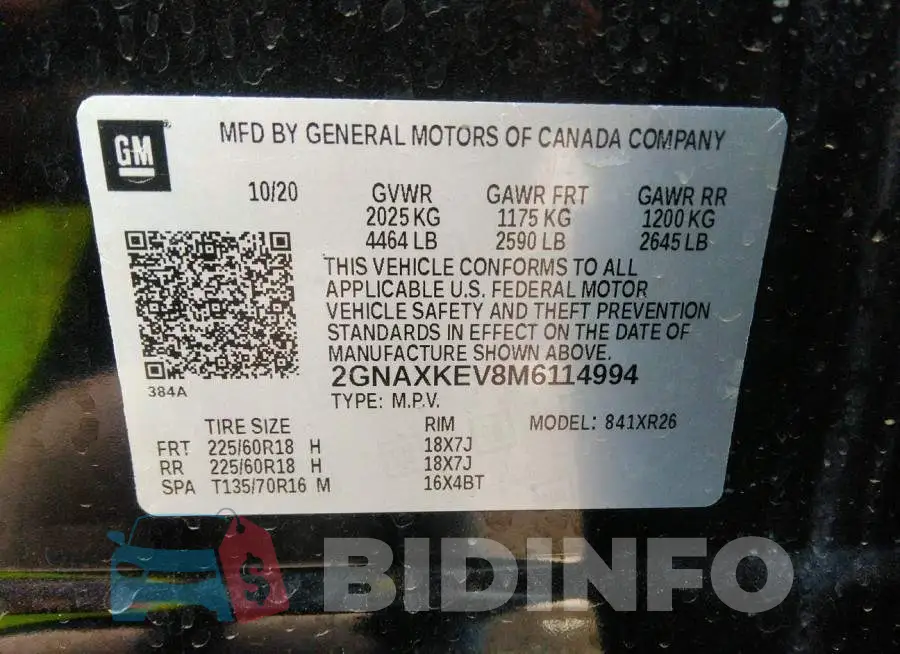 2GNAXKEV8M6114994 Photo# 9