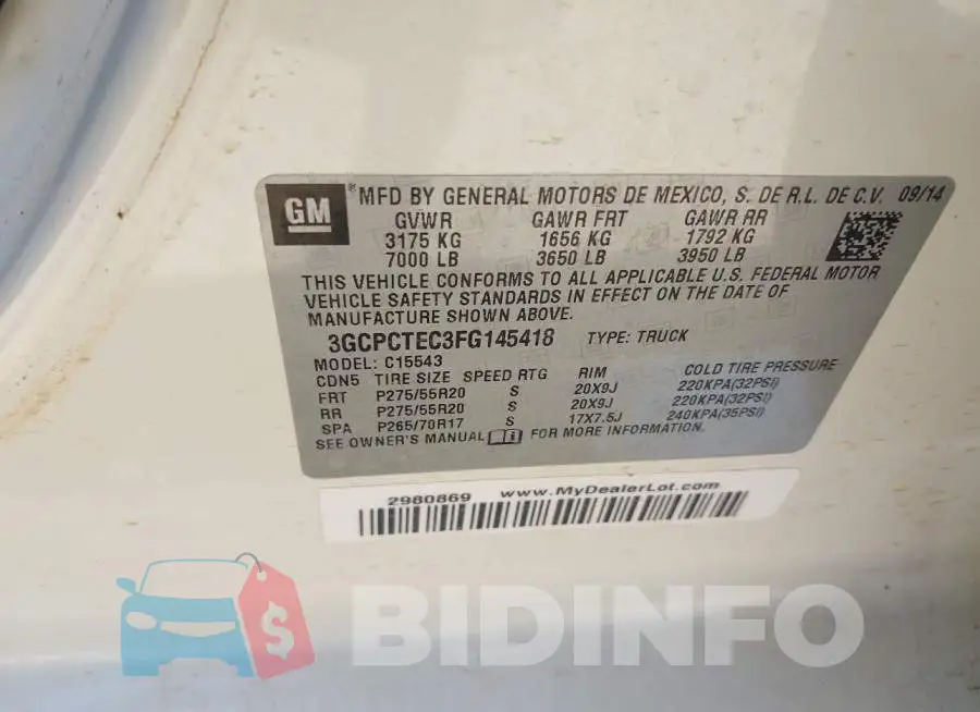 3GCPCTEC3FG145418 Photo# 9