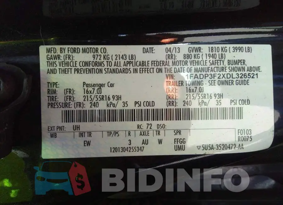 1FADP3F2XDL326521 Photo# 9