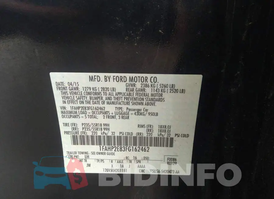 1FAHP2E83FG162462 Photo# 9