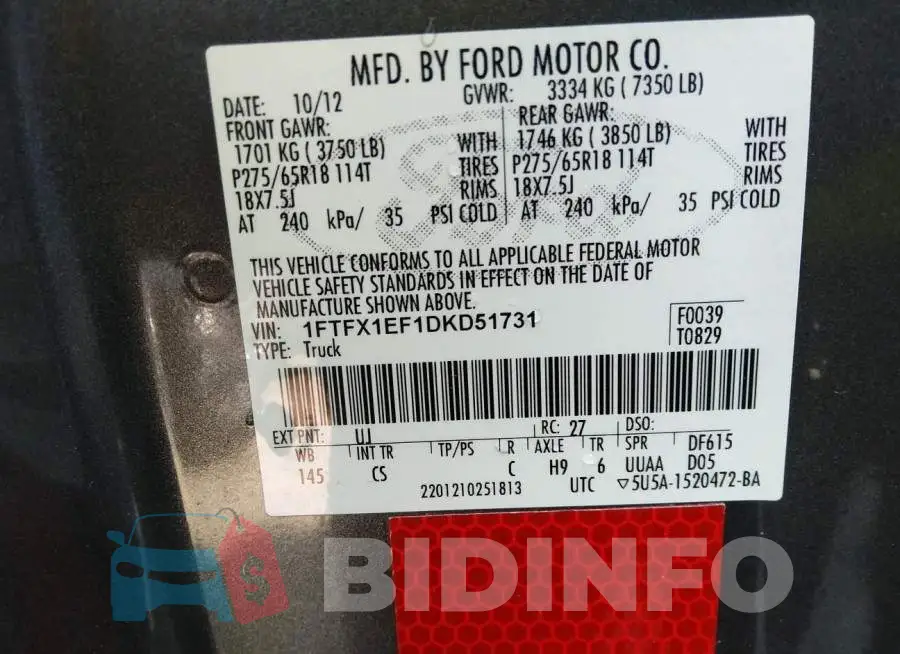 1FTFX1EF1DKD51731 Photo# 9