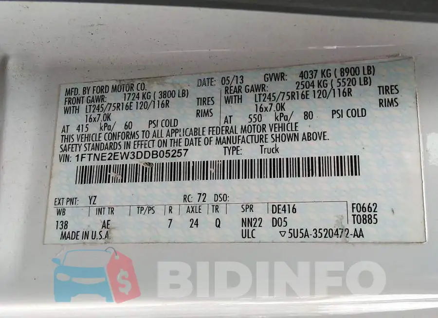 1FTNE2EW3DDB05257 Photo# 9