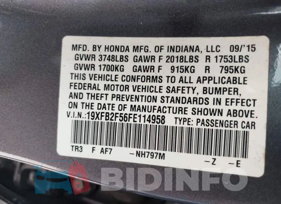 19XFB2F56FE114958 Photo# 9