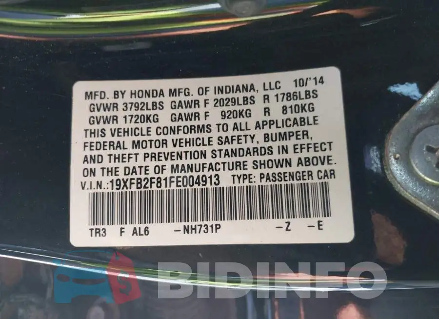 19XFB2F81FE004913 Photo# 9