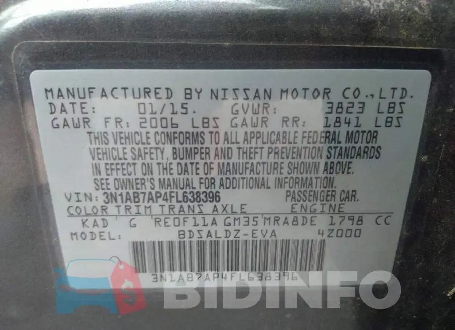 3N1AB7AP4FL638396 Photo# 9