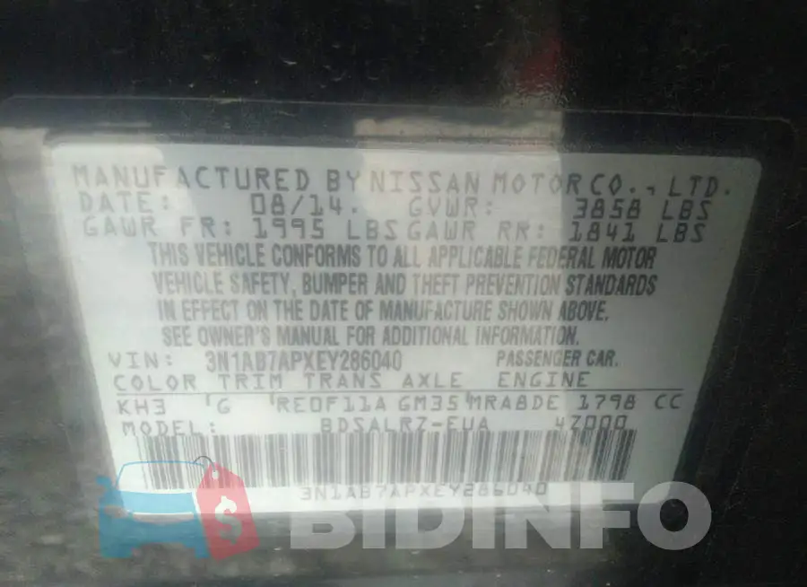 3N1AB7APXEY286040 Photo# 9
