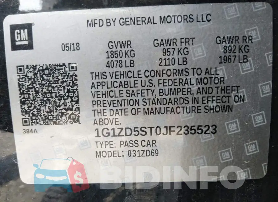 1G1ZD5ST0JF235523 Photo# 9