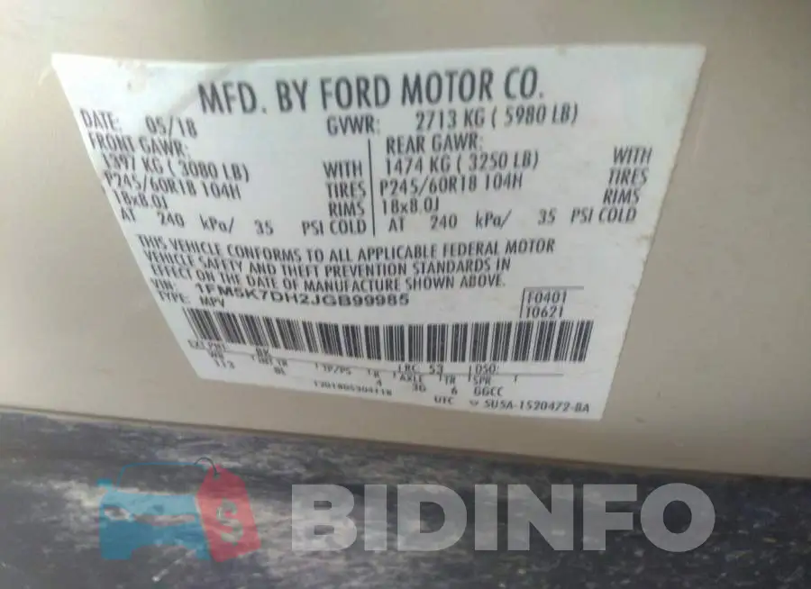 1FM5K7DH2JGB99985 Photo# 9