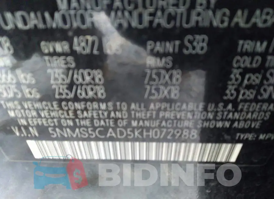 5NMS5CAD5KH072988 Photo# 9