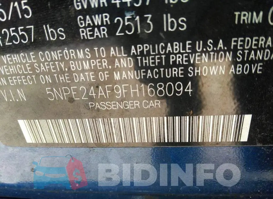 5NPE24AF9FH168094 Photo# 9