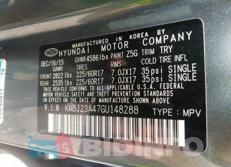 KM8J23A47GU148288 Photo# 9